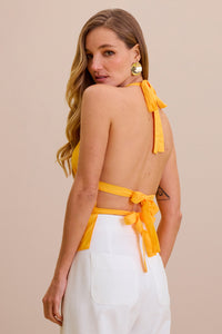 Blusa Frente Única Lisa Com Amarração