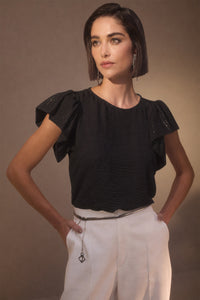 Blusa Lisa Com Mangas Balonê