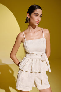 Blusa Ajustada Bordada Com Alças