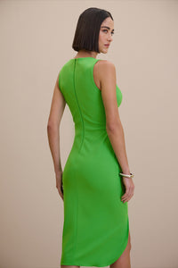 Vestido Super Midi Liso Com Pregas