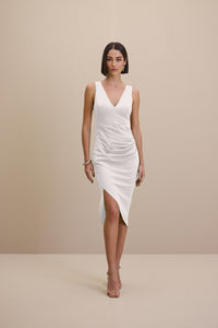 Vestido Super Midi Liso Com Pregas