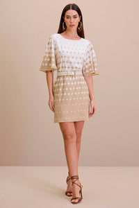 Vestido Curto Estampado Com Mangas Godês