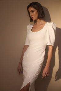 Vestido Midi Liso Com Termocolante