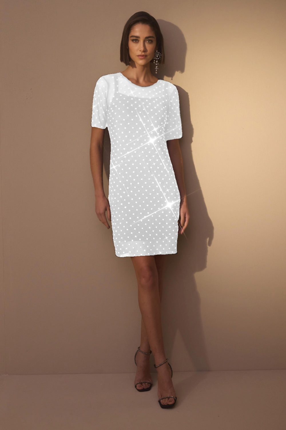 Vestido Curto Liso Com Transparência
