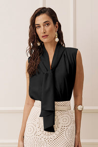 Blusa Gola Lenço Lisa Com Pregas