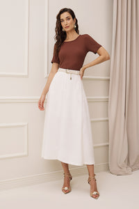 Blusa Ajustada Lisa Decote Redondo