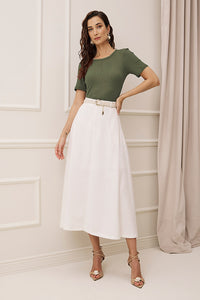 Blusa Ajustada Lisa Decote Redondo