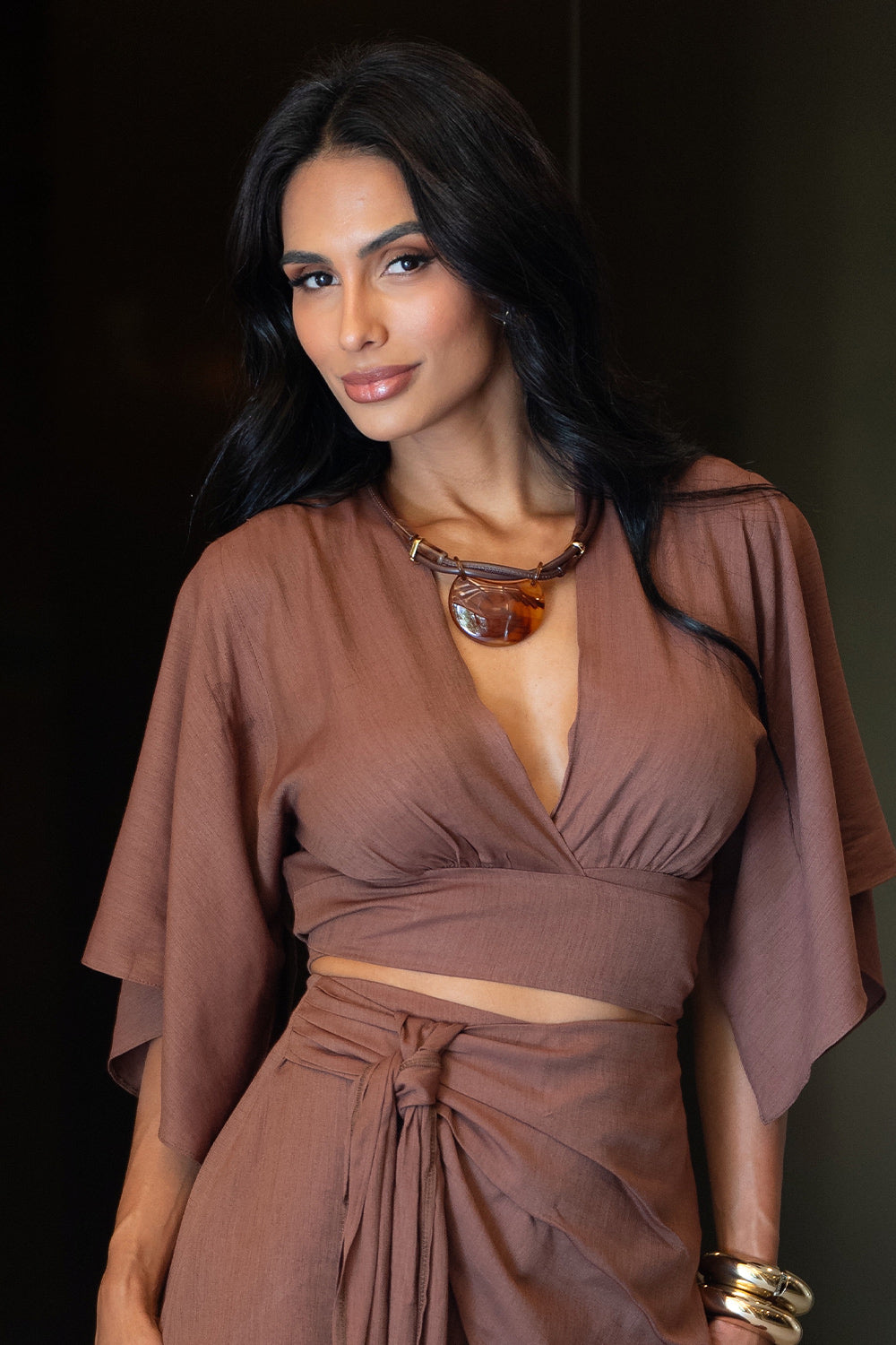 Blusa Transpassada Lisa Com Amarração