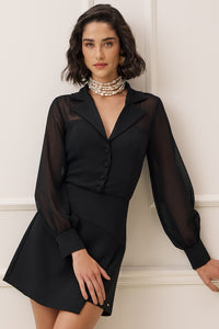 Camisa Lisa Com Mangas Bufantes