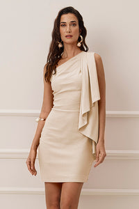 Vestido Curto Liso Ombro Único