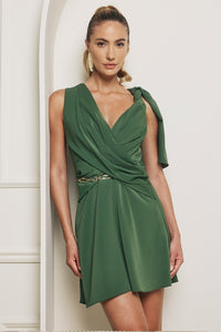 Vestido Curto Liso Decote V