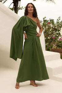 Vestido Longo Liso Ombro Único