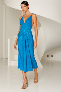 Vestido Super Midi Liso Drapeado