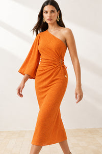 Vestido Super Midi Liso Ombro Único