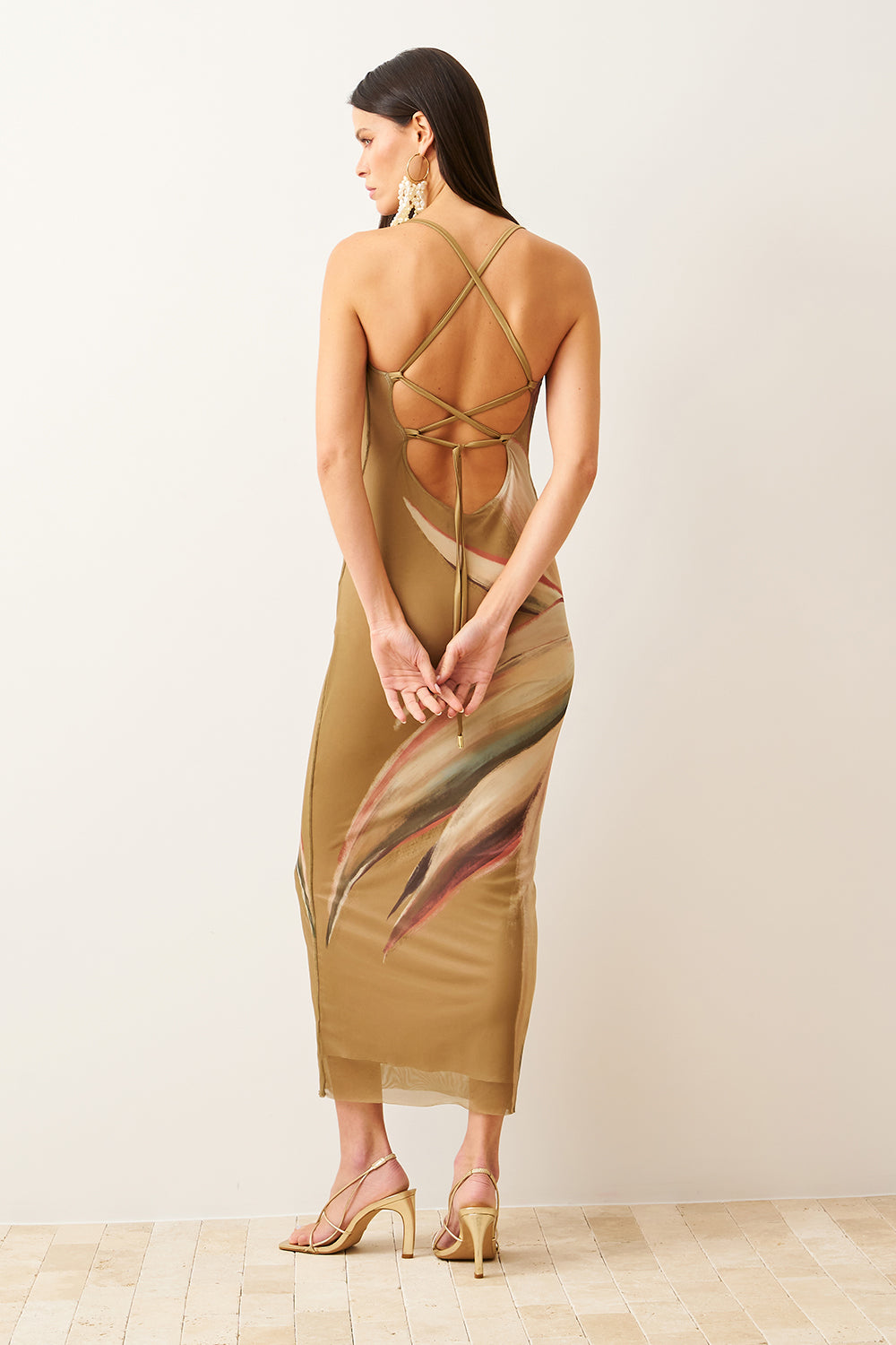 Vestido Super Midi Estampado Com Alças