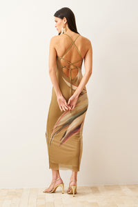 Vestido Super Midi Estampado Com Alças