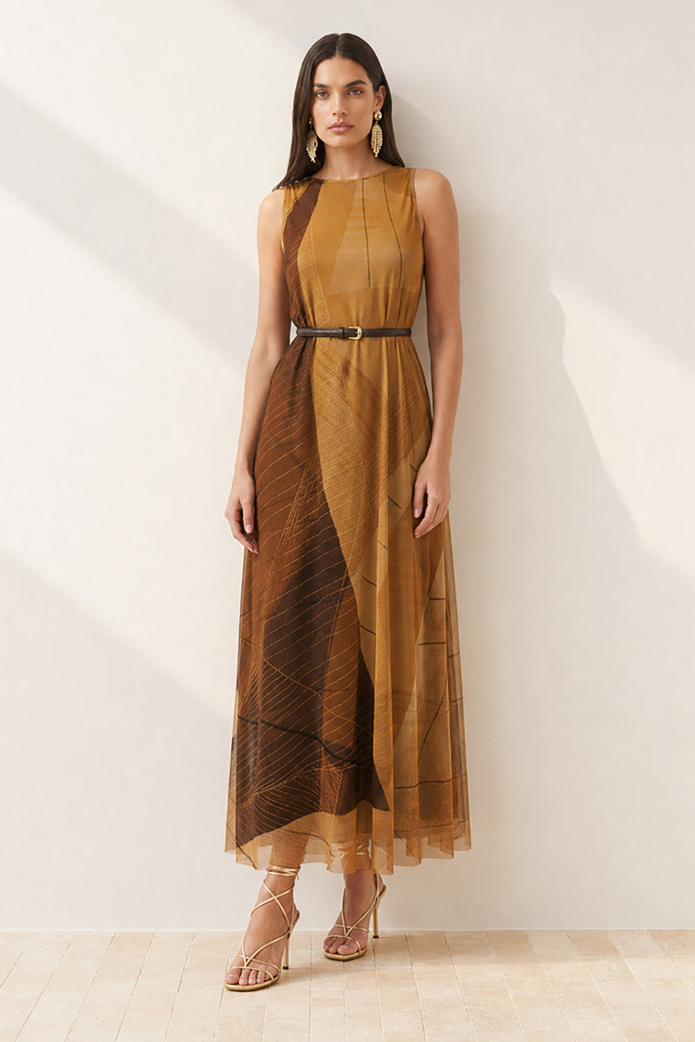 Vestido Longo Estampado Sem Mangas