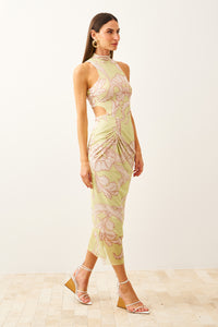 Vestido Super Midi Com Pregas