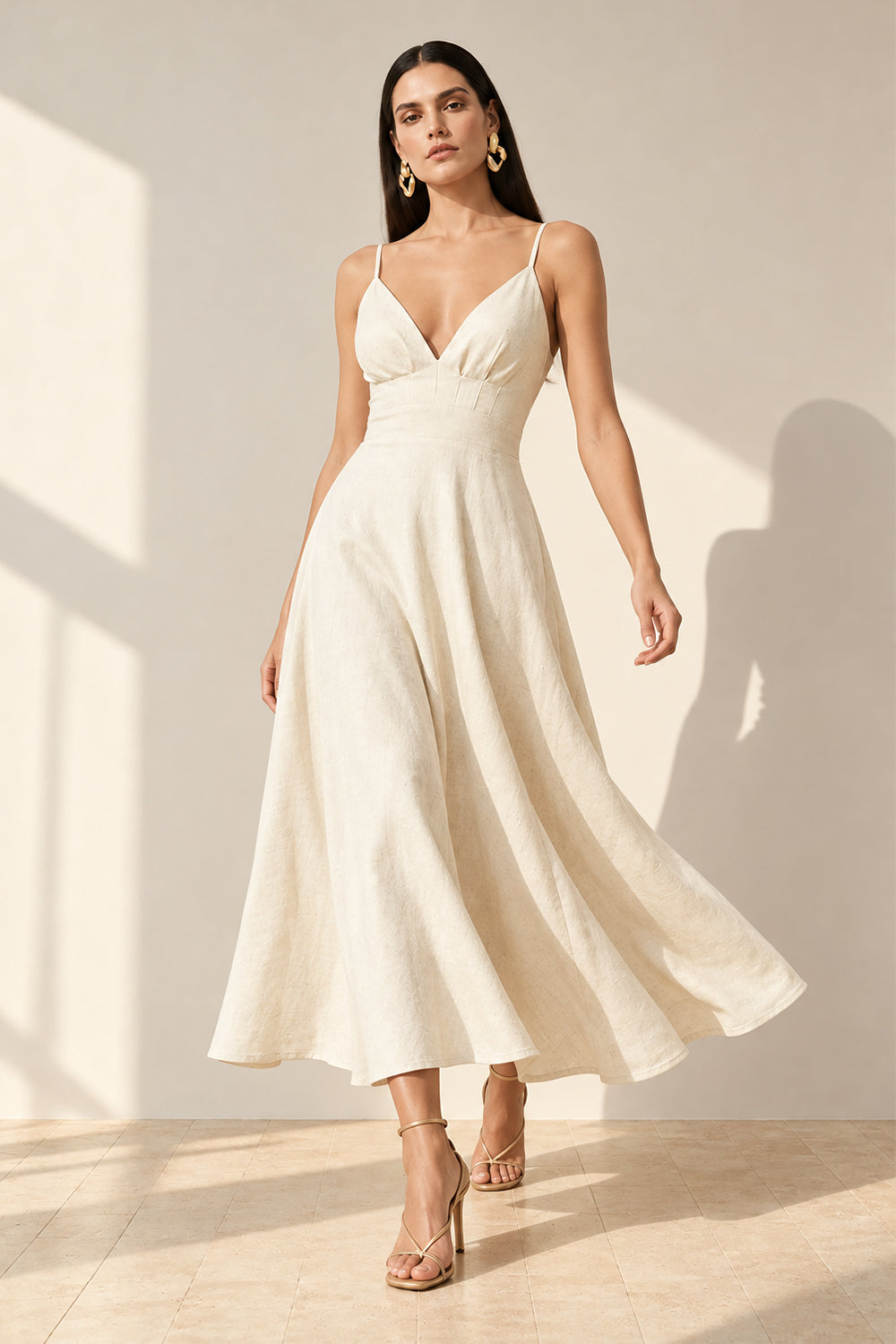 Vestido Super Midi Liso De Alças