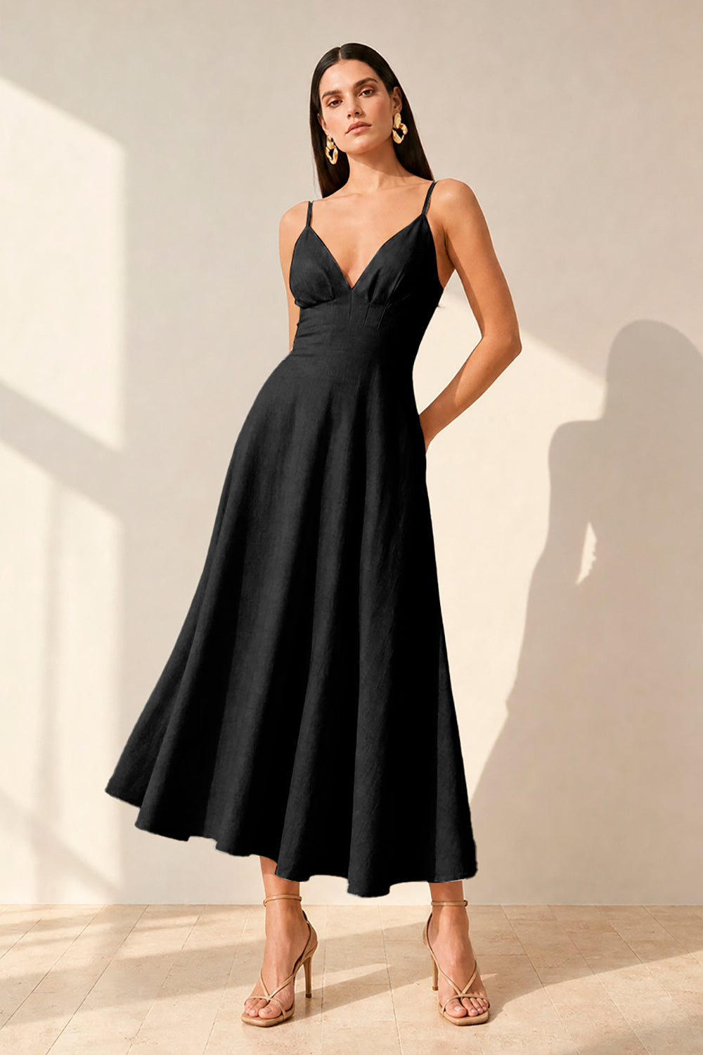Vestido Super Midi Liso De Alças