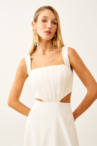 Vestido Super Midi Liso Com Recortes