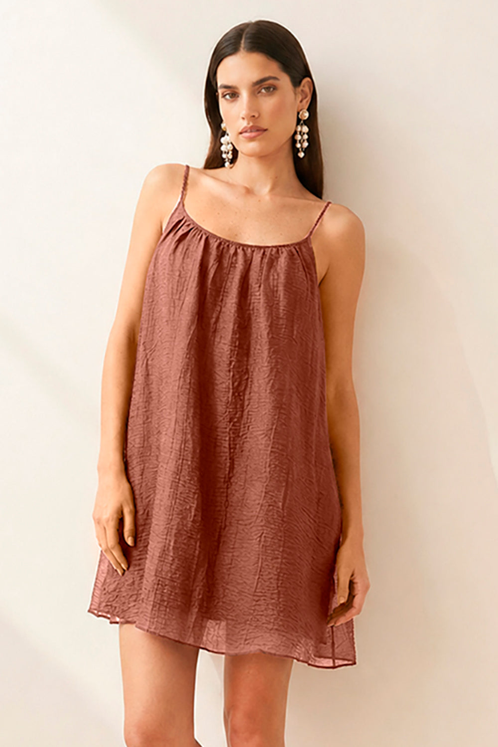 Vestido Curto Liso Com Alças