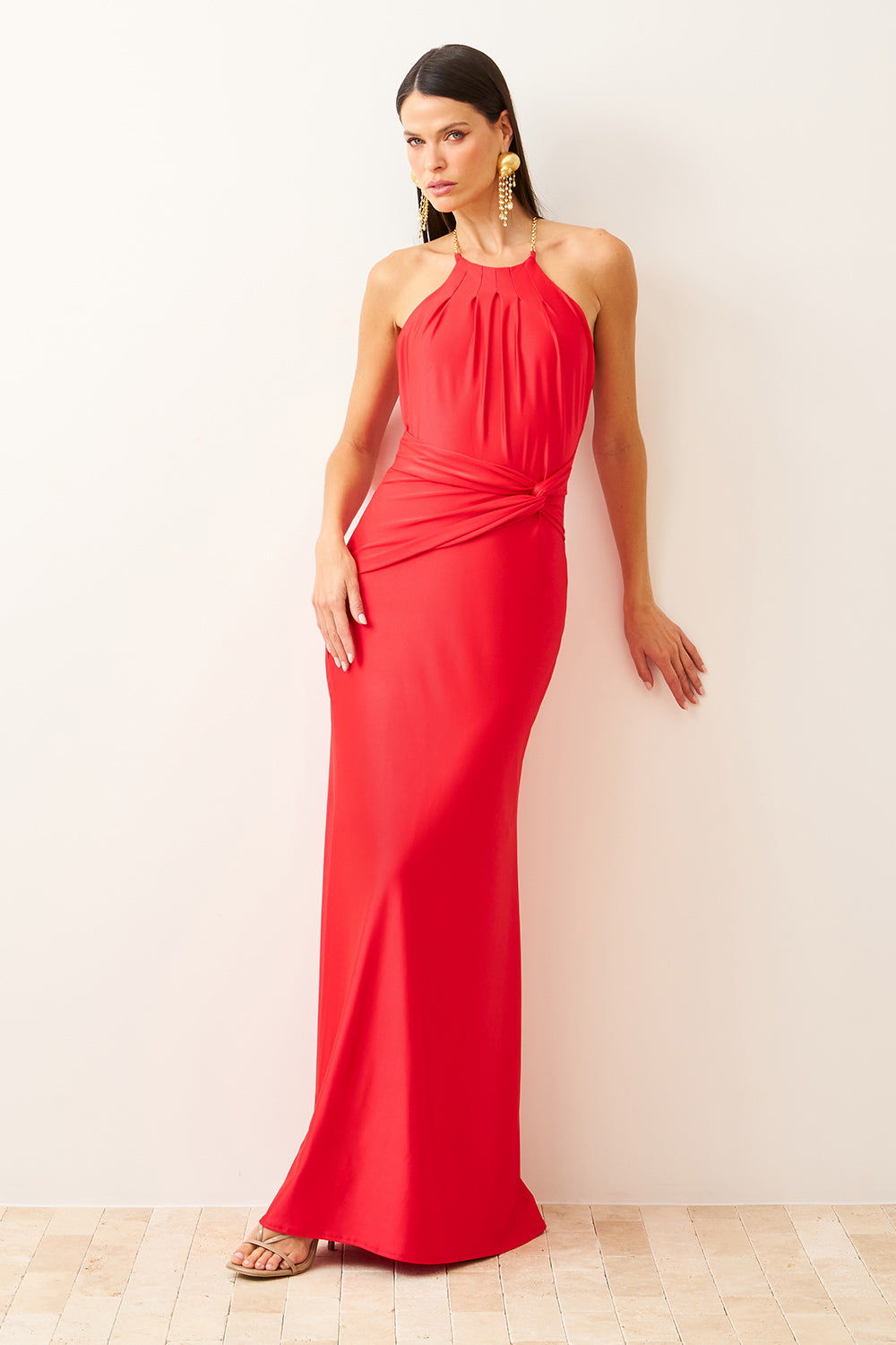 Vestido Longo Liso Frente Única