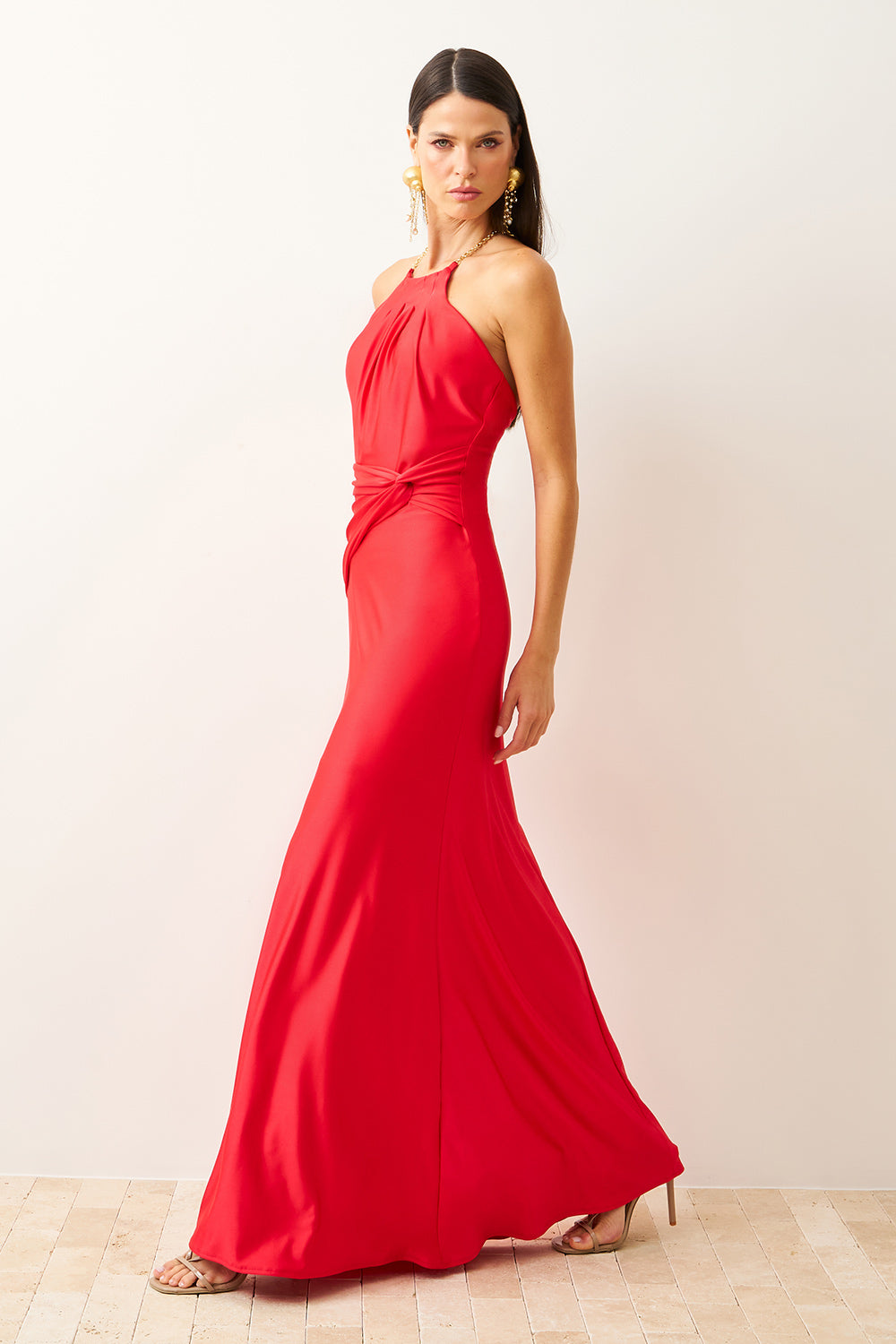 Vestido Longo Liso Frente Única