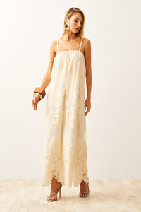 Vestido Longo Barrado Com Alças