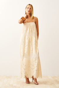 Vestido Longo Barrado Com Alças