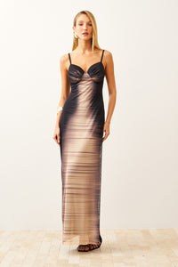 Vestido Longo Estampado Com Alças