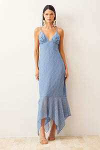 Vestido Longo Com Babado Transpassado