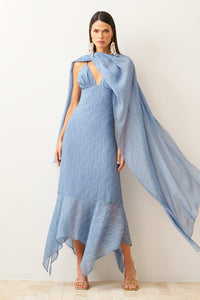 Vestido Longo Com Babado Transpassado
