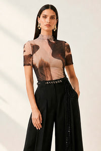 Blusa Ajustada Gola Alta