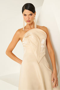 Vestido Super Midi Liso Com Sobreposição