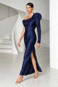 Vestido Longo Liso Com Babados
