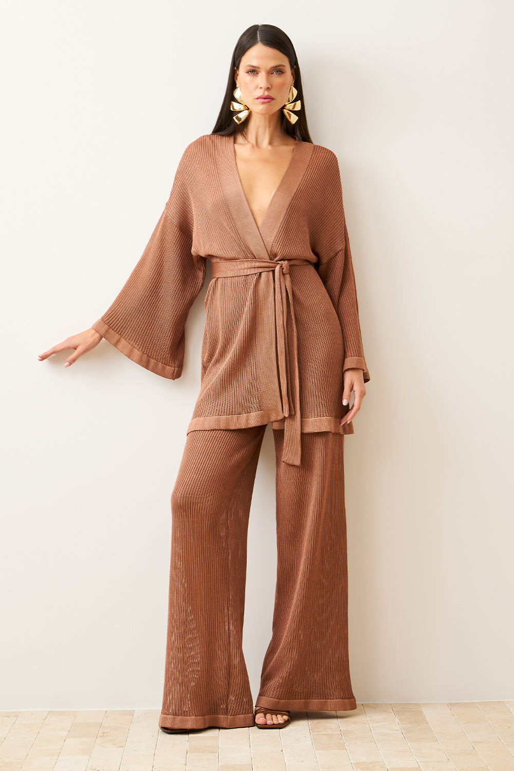 Calça Pantalona Com Textura - Chcl01