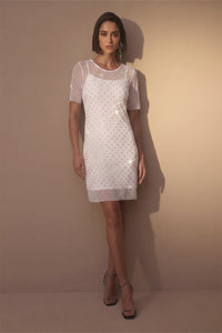 Vestido Curto Liso Com Transparência