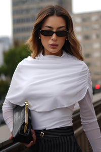 Blusa Ajustada Lisa Com Sobreposição