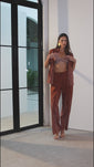 Stories de Calça Reta Estampada Com Bolsos