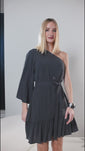 Stories de Vestido Curto Liso Ombro Único