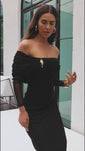 Stories de Vestido Super Midi Liso Ombro A Ombro