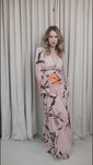 Stories de Vestido Longo Decote V Mangas Longas