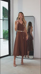Stories de Vestido Super Midi Liso Decote V