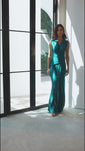 Stories de Vestido Longo Liso Com Pregas