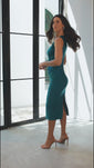 Stories de Vestido Super Midi Liso Com Pregas