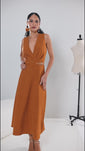 Stories de Vestido Super Midi Liso Com Decote Transpassado