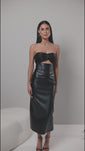 Stories de Vestido Super Midi Liso Cut Out